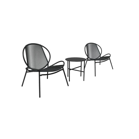 Rootz 3 Piece Outdoor Furniture Set - Garden Set - Patio Table and Chairs - PE Material - Weather-resistant - 50cm x 45cm | 68cm x 74cm x 78cm