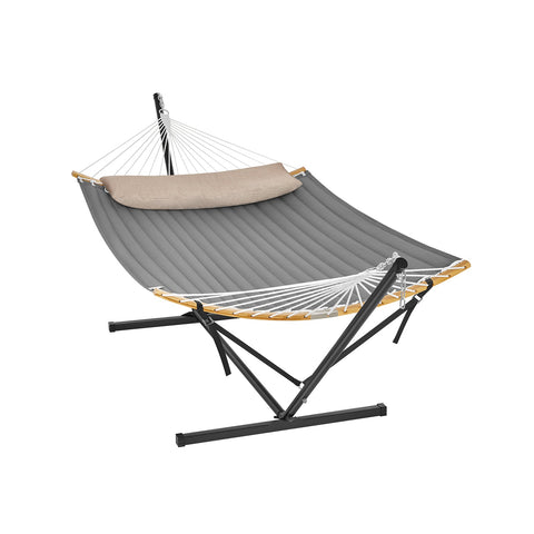 Rootz Hammock with Stand - Swing Bed - Hanging Chair - Steel Frame - Polyester Material - 400cm x 100cm x 90cm