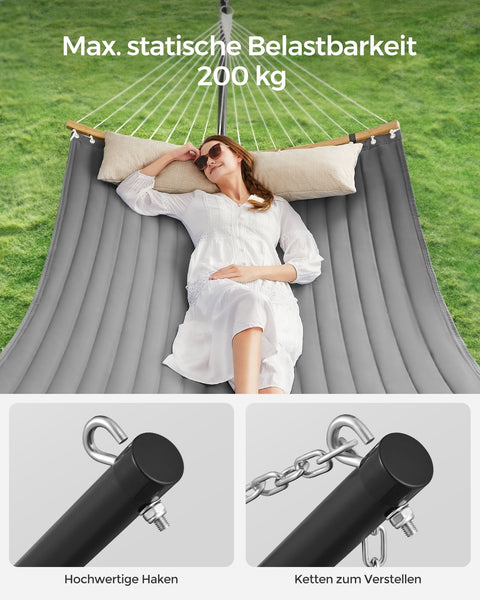 Rootz Hammock with Stand - Swing Bed - Hanging Chair - Steel Frame - Polyester Material - 400cm x 100cm x 90cm