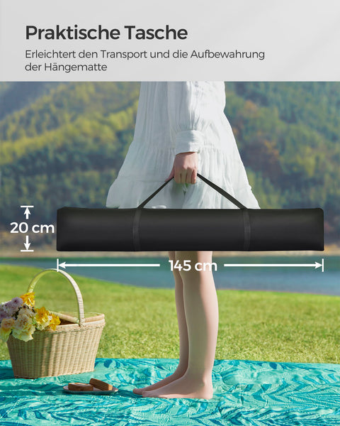 Rootz Hammock with Stand - Swing Bed - Hanging Chair - Steel Frame - Polyester Material - 400cm x 100cm x 90cm