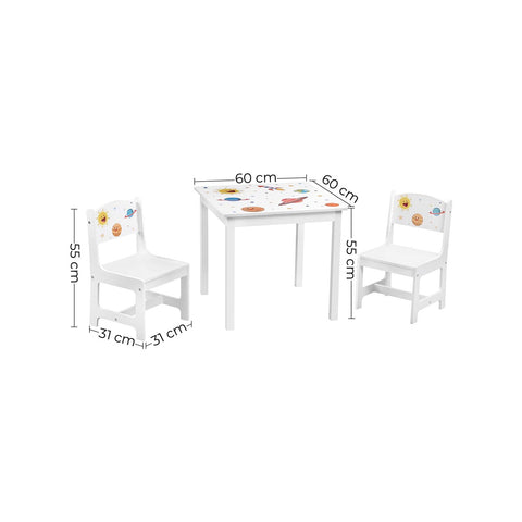 Rootz Children's Table Set - Kids Play Table - Child's Activity Desk - Easy Assembly - Table: 60x60x55cm, Chairs: 31x31x55cm