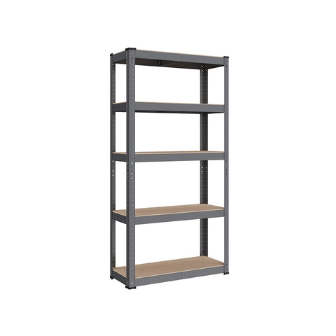 Rootz Steel Frame Heavy Duty Shelf - Gray Shelf - Adjustable Shelves - Galvanized Steel - MDF - 30cm x 75cm x 150cm