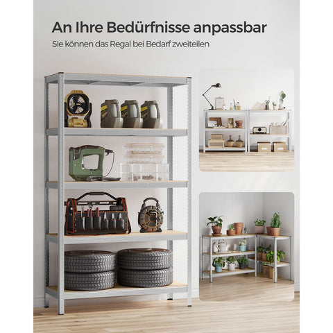 Rootz 2 Piece Set Storage Rack - Shelving Unit - Metal Shelves - Galvanized Steel - MDF - 60cm x 120cm x 200cm
