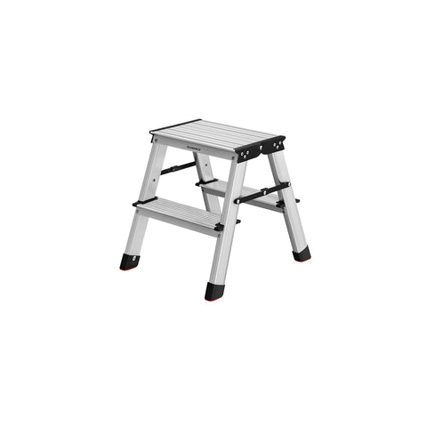 Rootz Folding Step Ladder - Portable Stool - Lightweight Staircase - Aluminum Plastic - 45cm x 35.5cm x 38cm - 19cm Folded - 1.8kg - 150kg Capacity