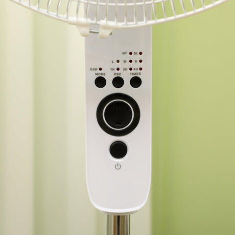 Rootz Pedestal Fan Ø 44cm - Floor Fan - Quiet Fan - Remote Control - Adjustable Height - 110-124H cm
