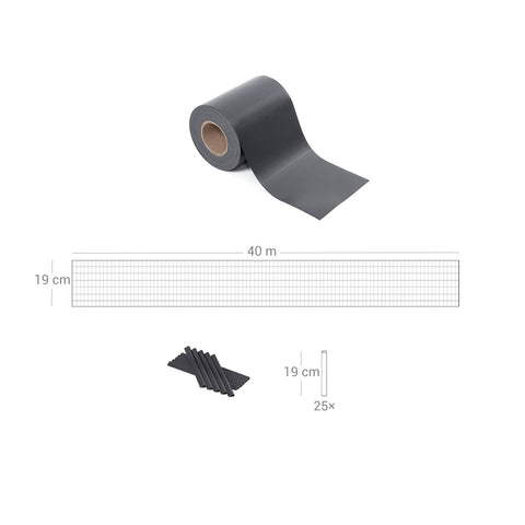 Rootz Privacy Strip Fence Panel - Balcony Screen - Garden Shield - PVC Material - UV Resistant - Privacy Protection - 40m x 19cm x 0.4mm