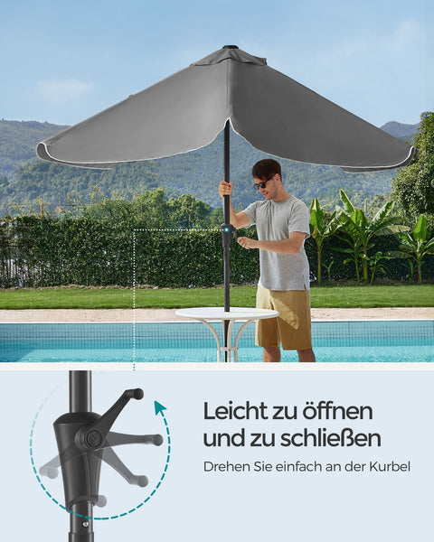 Rootz Rectangular Balcony Umbrella - Parasol - Sunshade - UV Protection - 300cm x 200cm x 240cm - Grey