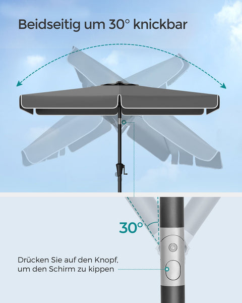 Rootz Rectangular Balcony Umbrella - Parasol - Sunshade - UV Protection - 300cm x 200cm x 240cm - Grey