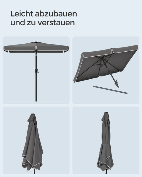 Rootz Rectangular Balcony Umbrella - Parasol - Sunshade - UV Protection - 300cm x 200cm x 240cm - Grey