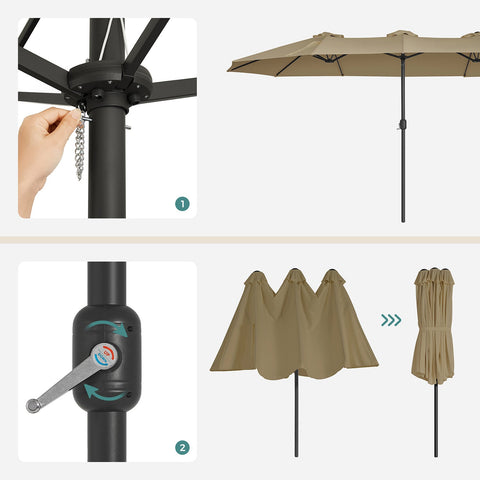Rootz Extra Large Parasol - Sun Umbrella - Patio Umbrella - UV Protection UPF 50+ - 460 x 270 cmツ