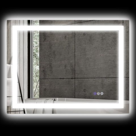 Rootz LED Bathroom Mirror - Wall Mounted Vanity Mirror - Makeup Mirror - Adjustable Lighting - Anti-Fog Technology - 80cm x 60cm x 4cm