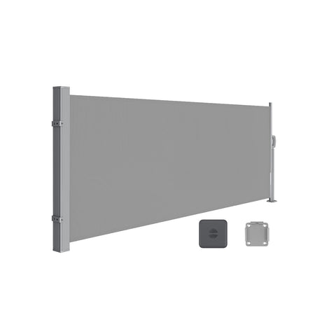 Rootz Side Awning - Retractable Screen - Rust-Resistant Privacy Shield - Steel Box Frame - 140cm x 300cm