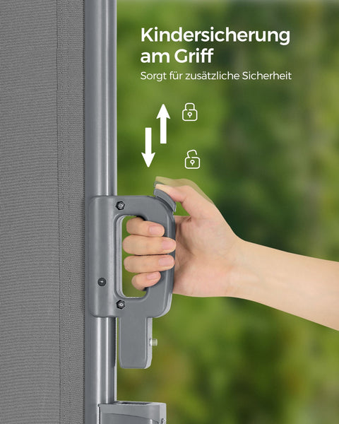 Rootz Grey Extendable Side Awning - Retractable Shade - Outdoor Barrier - Rust-Resistant - 1.8m x 3.5m