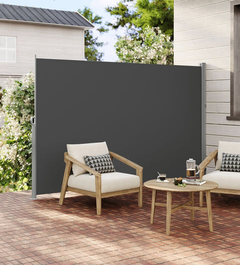 Rootz Grey Side Awning - Privacy Screen - Sun Shade - UV Protection - 180cm x 350cm