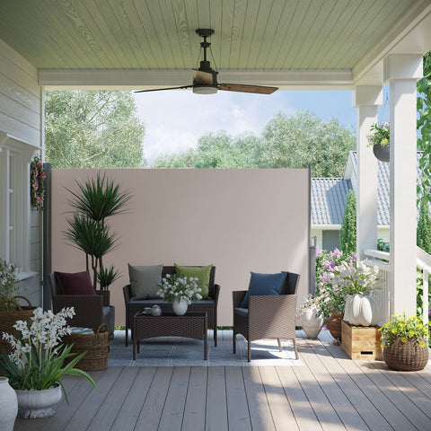 Rootz Side Awning - Exterior Shade - Retractable Screen - Sun Protection - 1.8m x 3.5m Taupe
