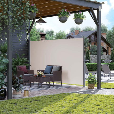 Rootz Side Awning - Exterior Shade - Retractable Screen - Sun Protection - 1.8m x 3.5m Taupe