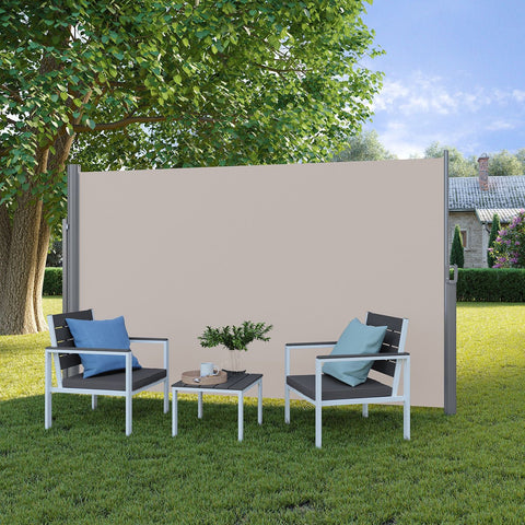 Rootz Side Awning - Exterior Shade - Retractable Screen - Sun Protection - 1.8m x 3.5m Taupe
