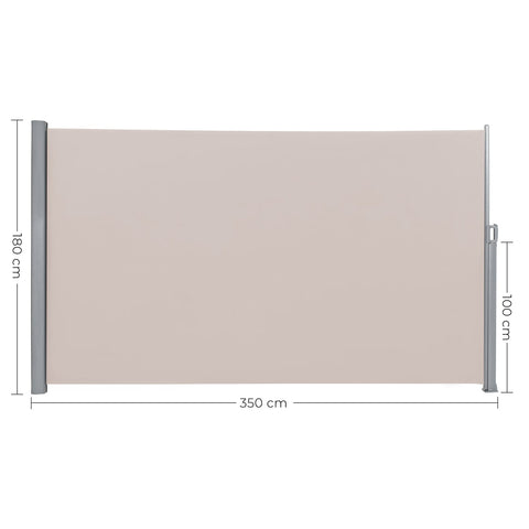 Rootz Side Awning - Exterior Shade - Retractable Screen - Sun Protection - 1.8m x 3.5m Taupe