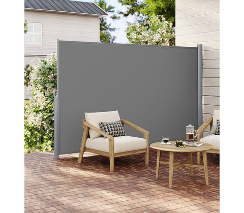 Rootz Extendable Side Awning - Retractable Screen - Privacy Shade - UV Protection - 200cm x 400cm