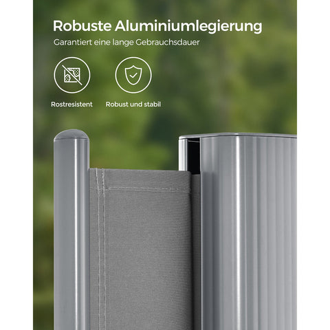 Rootz Extendable Side Awning - Retractable Screen - Privacy Shade - UV Protection - 200cm x 400cm