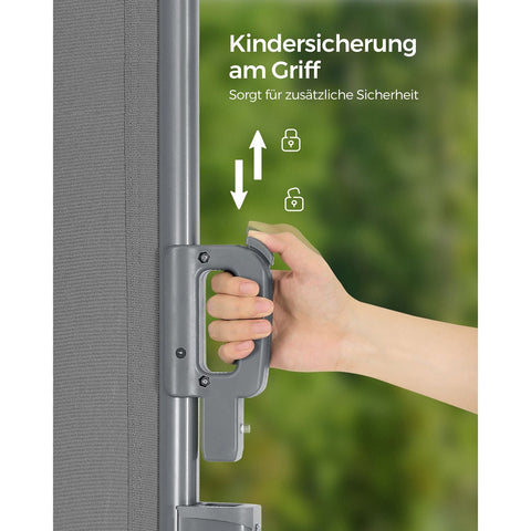 Rootz Extendable Side Awning - Retractable Screen - Privacy Shade - UV Protection - 200cm x 400cm