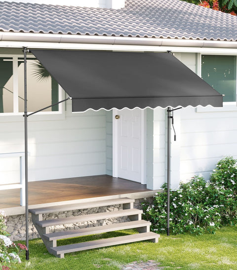 Rootz Balcony Awning - Clamp Awning - Sunshade - UV & Rain Protection - Easy Assembly - 250cm x 130cm