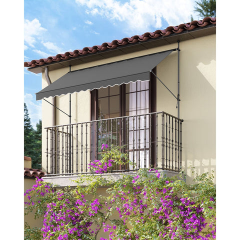 Rootz Clamp Awning - Balcony Awning - Adjustable Awning - UV Protection - 300 x 130 cm - Enjoy Hassle-Free Setup