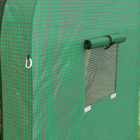 Rootz Mini Greenhouse - Small Greenhouse - Cold Frame - 2 Planting Areas - Roll Up Doors - Green - 185 x 94 x 150cm