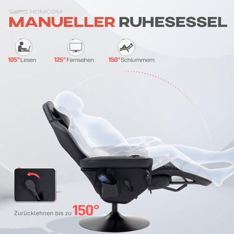 Rootz Massage Chair - TV Recliner - Gaming Chair - Faux Leather - 79.5cm x 82.5cm x 111.5cm