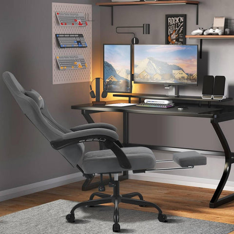 Rootz Massage Gaming Chair - Office Chair with Lumbar Support - Ergonomic Computer Chair - Adjustable Headrest - 64cm x 119.5-127cm x 54cm