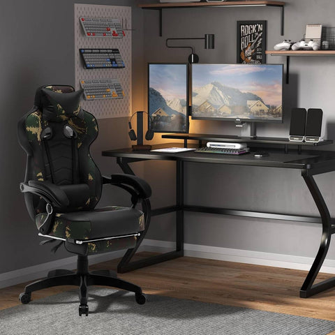 Rootz Gaming Chair - Office Chair - Racing Chair - Adjustable Height & Reclining - Ergonomic Design - 121-128cm x 56cm x 46cm