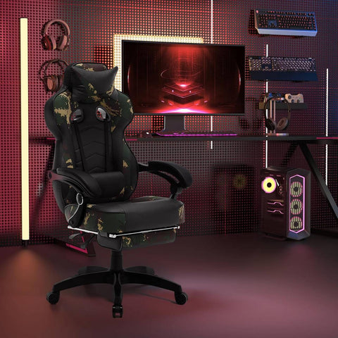 Rootz Gaming Chair - Office Chair - Racing Chair - Adjustable Height & Reclining - Ergonomic Design - 121-128cm x 56cm x 46cm