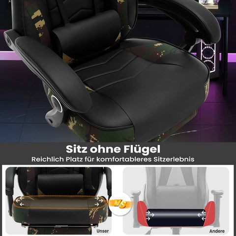 Rootz Gaming Chair - Office Chair - Racing Chair - Adjustable Height & Reclining - Ergonomic Design - 121-128cm x 56cm x 46cm