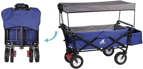 Rootz Foldable Handcart - Utility Wagon - Garden Cart - Durable Construction - Heavy-Duty Load Capacity - Easy Storage - 120cm x 51cm x 93cm