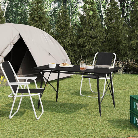 Rootz Aluminum Camping Table - Portable Folding Table - Adjustable Picnic Table - Weather-Resistant, Lightweight, Sturdy - 68.5cm x 59-78.5cm x 120cm
