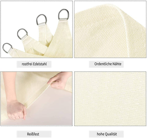 Rootz Premium HDPE Sun Sail - Shade Sail - UV Protective Canopy - Optimal UV Protection - Durable & Tear-Resistant - Easy Installation - 5m x 7m x 7m