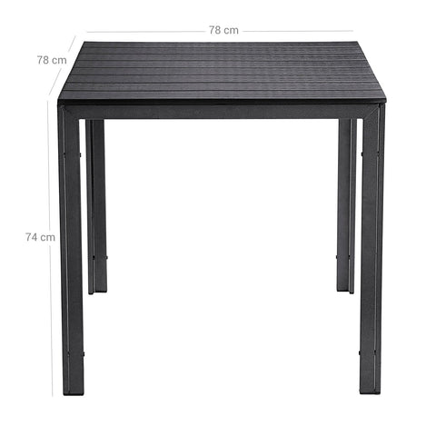 Rootz Tuintafel voor buiten - Terrastafel - Weerbestendige tafel - Stevige ijzeren poten - HDPE-kunststof - 78 cm x 78 cm x 74 cm