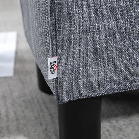 Rootz Stool with Fabric Cover - Footrest - Coffee Table - Supports Up to 100kg - Comfortable Seating - Protective Foot Pads - 40cm x 30cm x 24cm - Light Gray Linen Look