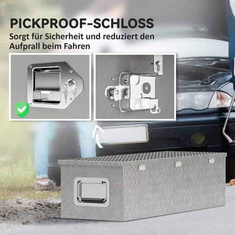 Rootz Sturdy Aluminum Storage Box - Tool Box - Lockable Storage - Weatherproof - 99cm x 33cm x 25.5cm