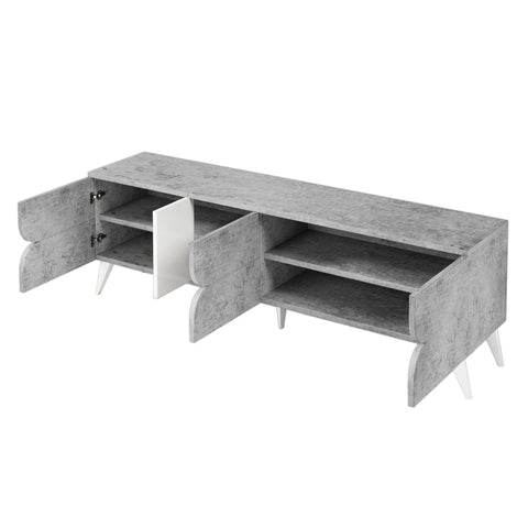 Rootz TV Cabinet with Open Compartments - Media Console - Entertainment Unit - Cable Management - 160cm x 40cm x 51cm