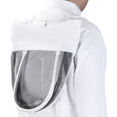 Rootz Beekeeping Suit - Full Body Beekeeper Protective Gear - White Cotton Suit - Removable Mesh Veil - Elastic Rubber Cuffs - XXL - 160cm x 53cm x 144cm