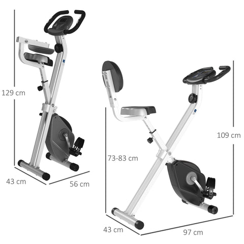 Rootz Foldable Magnetic Exercise Bike - Fitness Bike - Home Trainer - Adjustable Saddle - 43L x 97W x 109H cm
