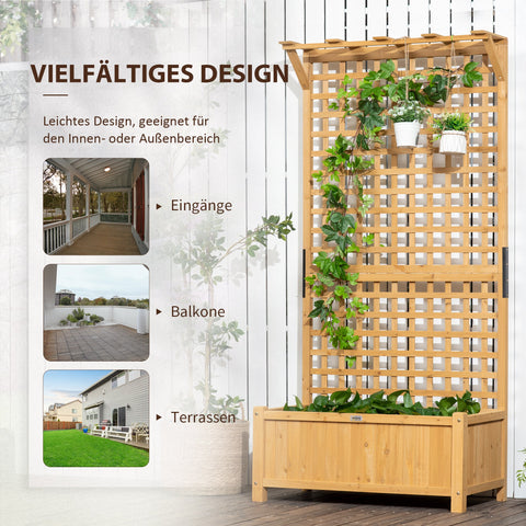 Rootz Raised Bed with Trellis - Plant Box - Flower Bed - Weatherproof Wood - 90 x 45 x 183 cm - Ample Planting Space