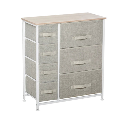 Rootz Ladenkast - Dressoir - 7 Laden - Modern Design - Spaanplaat - Vliesstof - Lichtgrijs - 63,5 cm x 30 cm x 71 cm