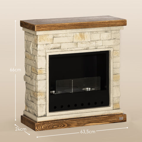 Rootz Bioethanol Fireplace - Ethanol Heater - Alcohol Fireplace - Clean Burn - 63.5cm x 24cm x 66cm - 3 Hour Burn Time with Safety Glass