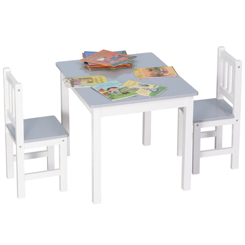 Rootz 3 Piece Children's Seating Group - Kids Table and Chairs - Toddler Furniture Set - Durable Pinewood & MDF - 60cm x 50cm x 48cm (Table), 25cm x 25cm x 55cm (Chairs) - Ages 3+ - Easy to Assemble and Clean