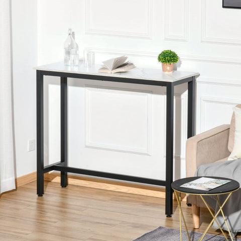 Rootz Bar Table - Marble-Look Counter - Cocktail Stand - Stylish Upgrade - 120cm x 40cm x 100cm