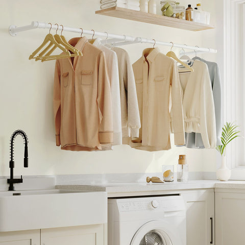 Rootz Steel Wardrobe Rails - Hanging Rack - Clothes Hanger - Max Load 60kg - 30cm x 84cm x 7cm