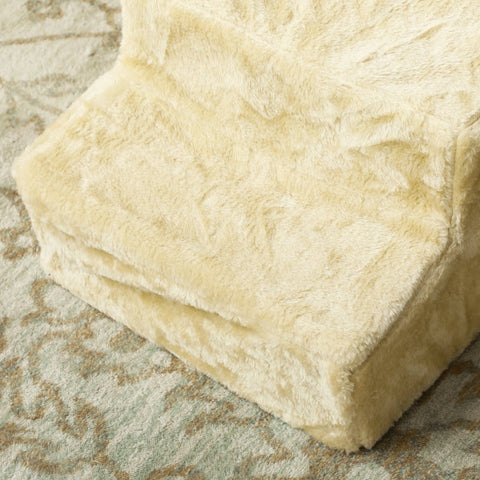 Rootz Flannel Cat Staircase - Dog Steps - Pet Ramp - Gentle Support and Mobility - 46cm x 35cm x 35cm - Beige - 5kg Capacity