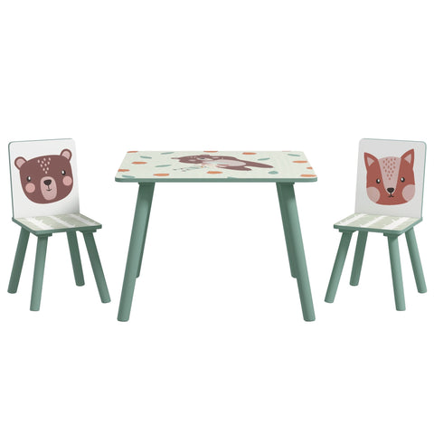 Rootz Children's Seating Group - Kids Table Set - Animal Motif Furniture - Stimulates Imagination - 60x60x44cm Table + 2 Chairs 26.5x26.5x50cm